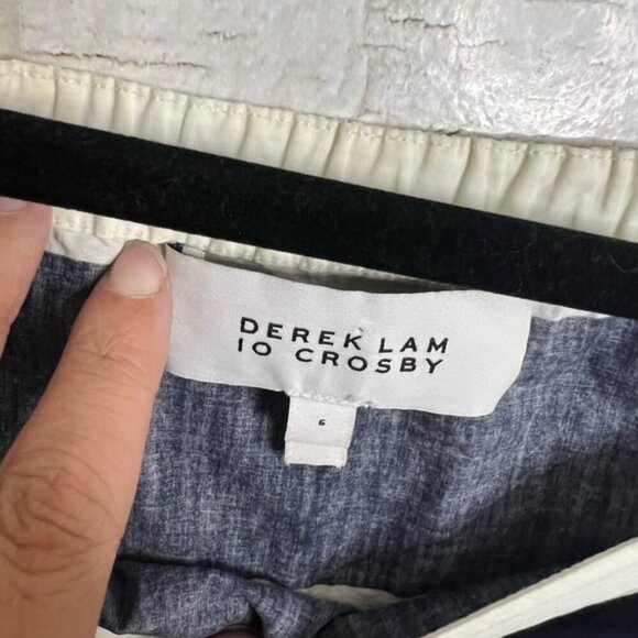 Derek Lam 10 Cosby Off the Shoulder blue white striped size 6 - Picture 5 of 9